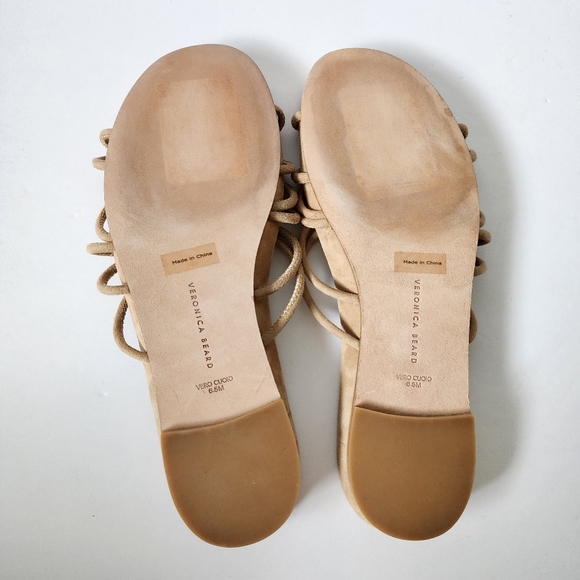 Veronica Beard suede nude comfy sandal knotted straps Size 6.5 New - Picture 7 of 9